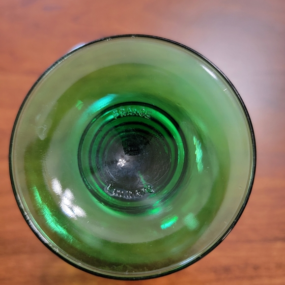 Vintage Luminarc France Wine Glasses Set Of 2 Roemer Green Beehive Stem - Picture 3 of 3